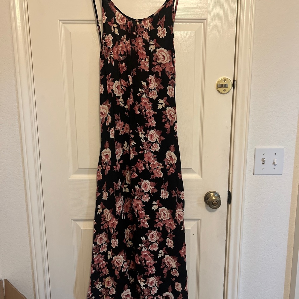 Flynn Skye Black and Pink Floral Maxi Dress